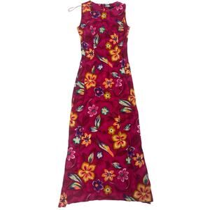 💗 Bright Floral Sleeveless Maxi Dress 🌼 Size 8